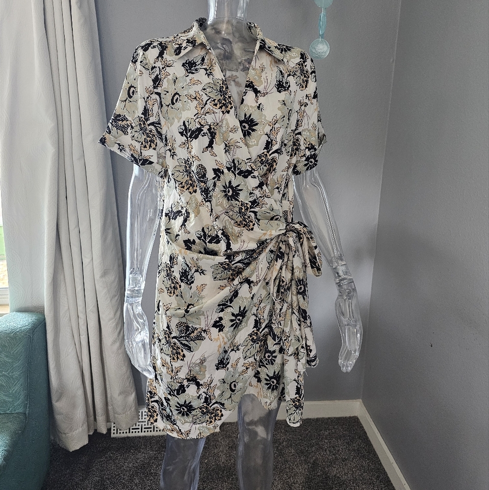Vintage style floral wrap dress